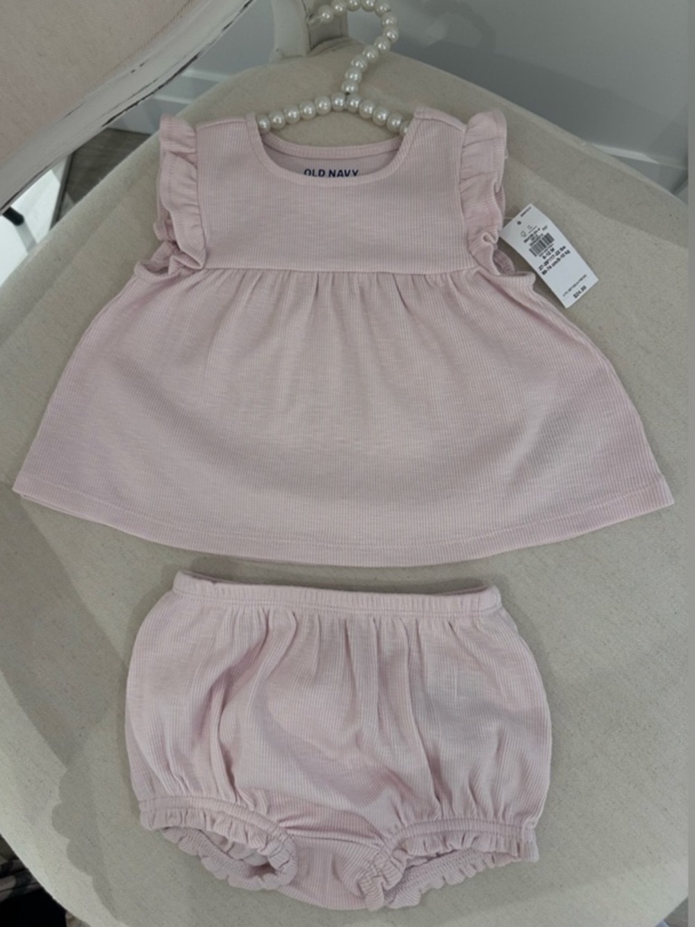 🤍 18~24 Mth Blush Pink Old Navy Baby Ruffle Sleeve Two-Piece Set NWT